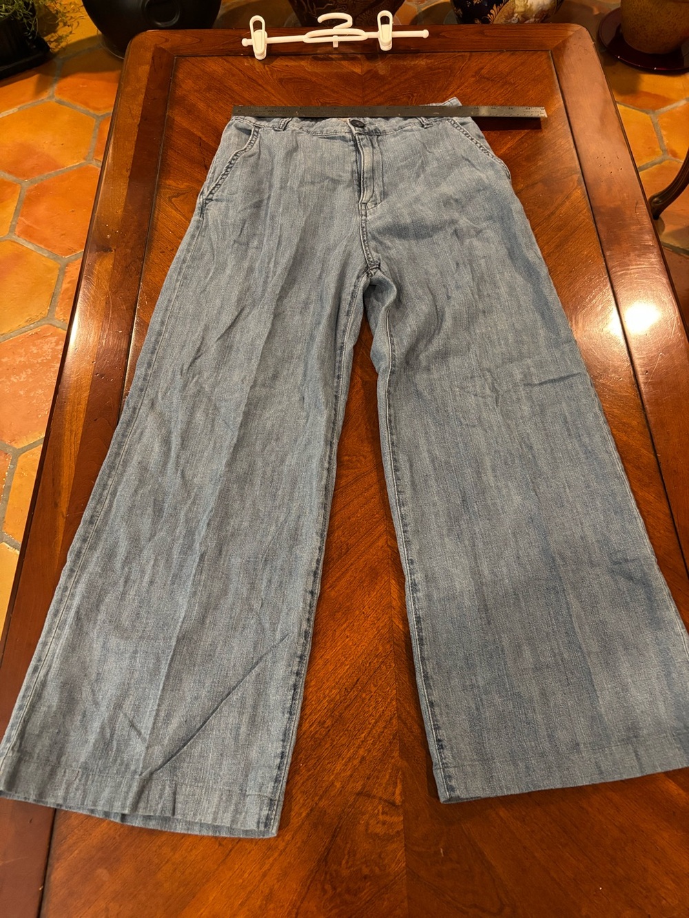 Mango Light Blue Wide-Leg Denim -like Trousers